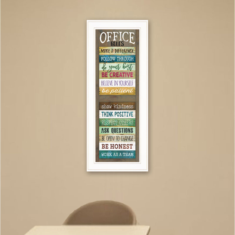Office Rules Framed Wall Art for Living Room, Home Wall Décor by Marla Rae, White Framed