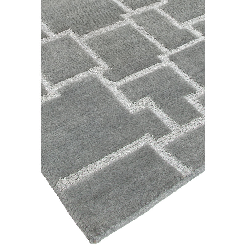 Tapis gris noué à la main Ritz, Rectangle 6 pi x 9 pi