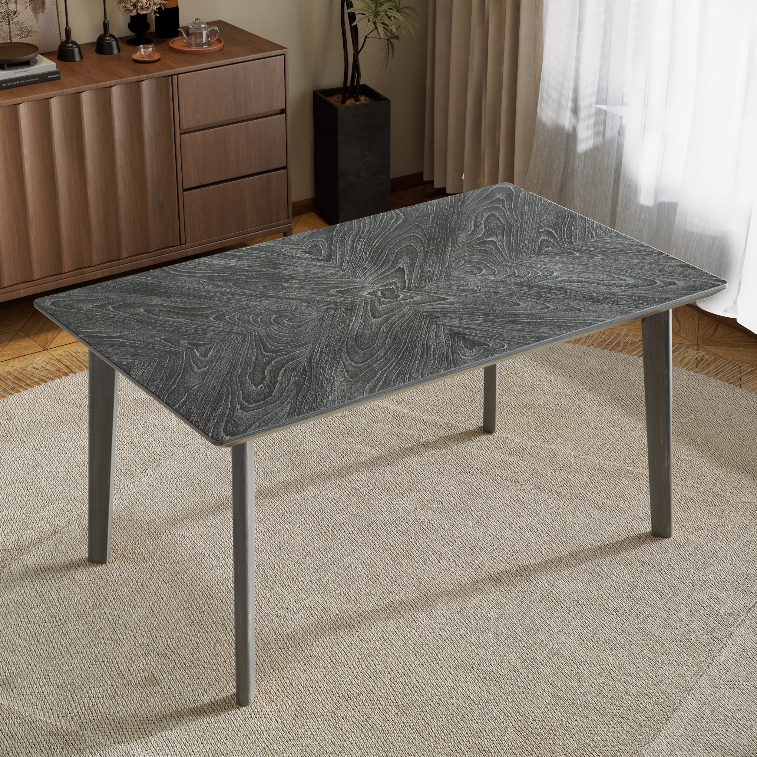 George Oliver Retro Dining Table, Kitchen Room Table for 6, Minimalist ...