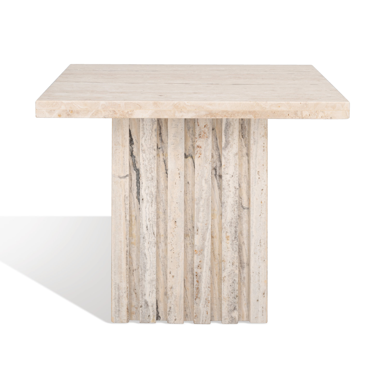 Pristina Tall Square Marble Accent Table, Beige, 16" H x 21" W x 21" D