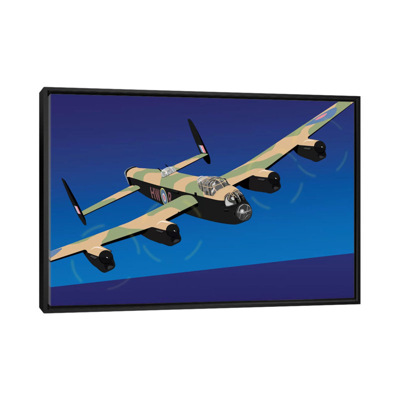 « avro lancaster lourd », impression sur toile tendue, H 18 po x l 26 po x P 1,5 po, Toile avec cadre noir, Pas de tapis