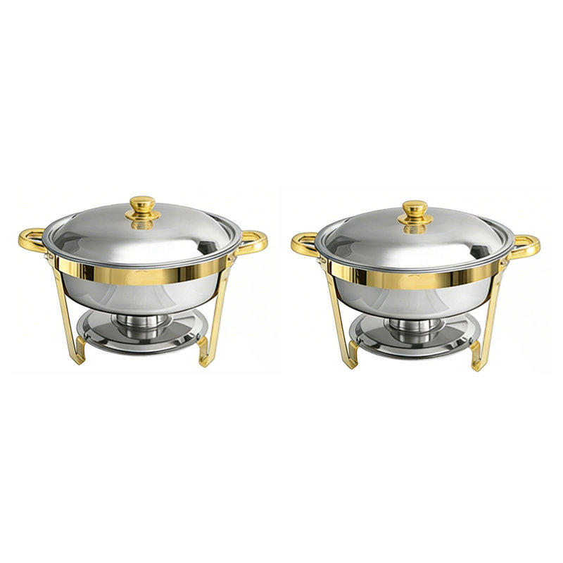 Réchaud de qualité supérieure avec accents dorés - Chauffe-buffet robuste en acier inoxydable pour la restauration, les mariages et les réceptions à domicile