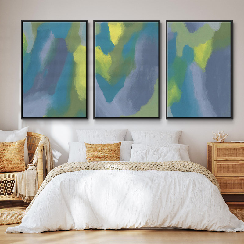 «Lost in Memories I», ensemble de 3 cadres flottants sur toile, Cadre noir, H 36 po x l 72 po x P 2 po