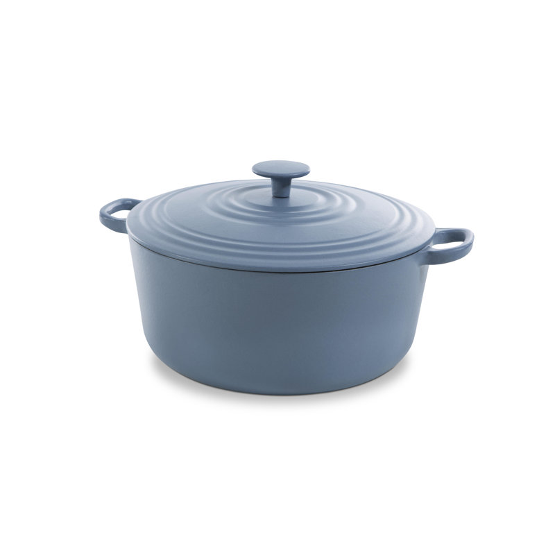 Bourgogne Cast Iron Round Casserole, Denim Blue, 4.2 L