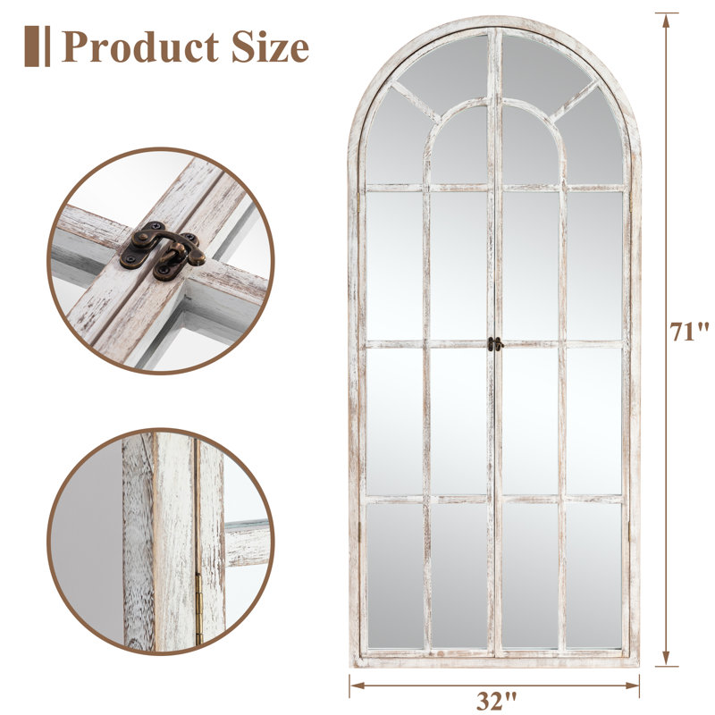 Miroir décoratif de 71 po H x 31 po, 71 po x 31 po, Blanc patiné
