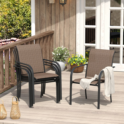 Outdoor Stackable PVC-coated polyester Dining Chair