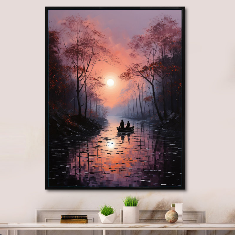 Canal Mystical Journey Pointillism I sur toile, H 20 po x l 12 po x P 1 po, Cadre flottant noir