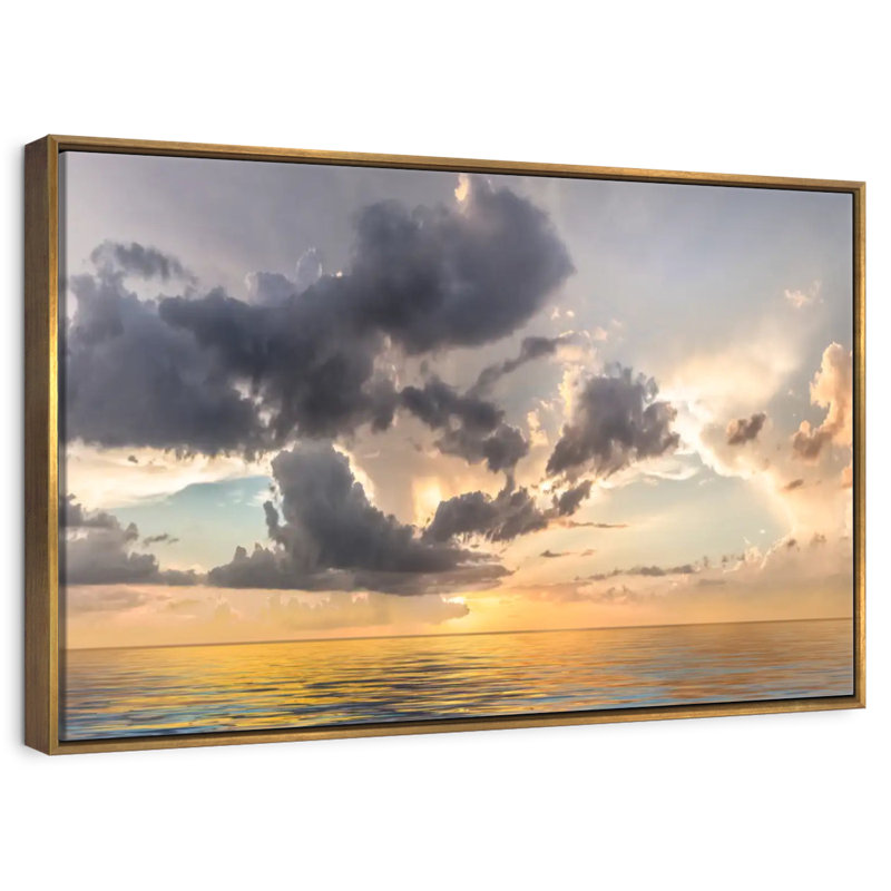 Coucher de soleil céleste, 25 po x 17 po, Cadre flottant doré