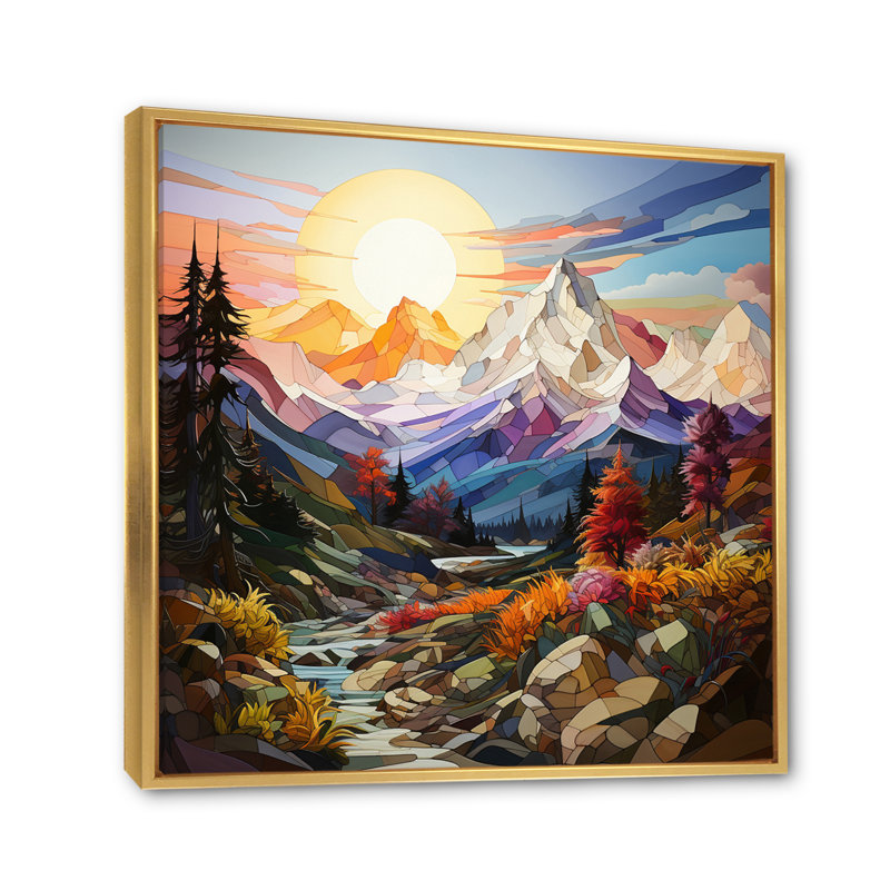 Bharkah Colorful Mountains Sharp Peaks I - impression, H 16 po x l 16 po x P 1 po, Cadre flottant doré