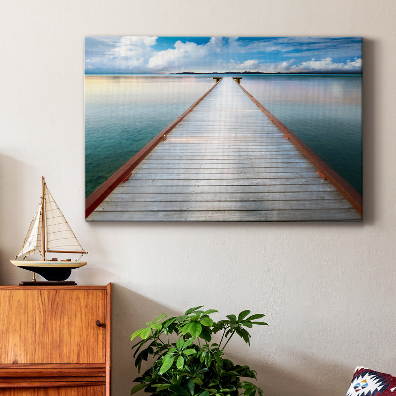 Toile tendue avec châssis Long View Pier - prête à être accrochée, H 27 po x l 18 po x P 1 po