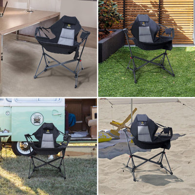Hammock Camping Rocker Chair with Stand, High Back, Cup Holder & Side Pocket, Heavy Duty (2-Pack)