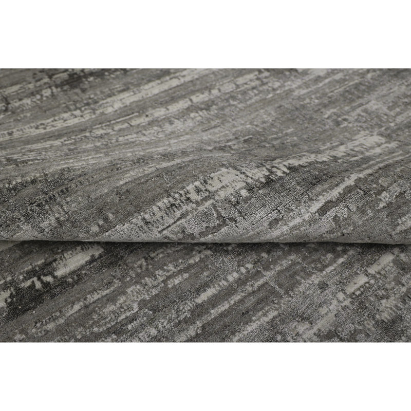 Abstract Area Rug in Ivory/Charcoal, Rectangle 10' x 14'