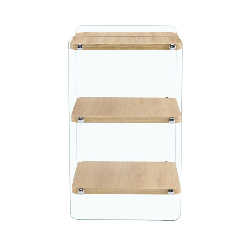 Three Layer Bedside Cabinet.The Board Is Made Of MDF With Wooden Stickers, With Transparent Tempered Glass On Both Side.The Design Is Simple And Elegant, With Powerful Storage Function.Storage Cabinet