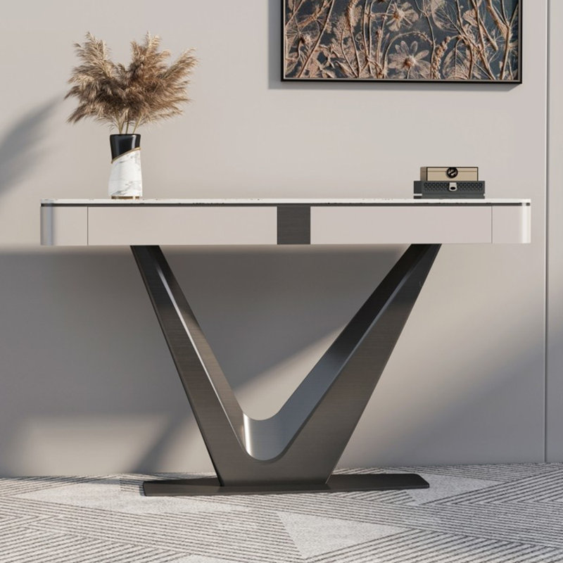 Italian-style luxury sintered stone console table, 35" H x 47.2" W x 13.7" D