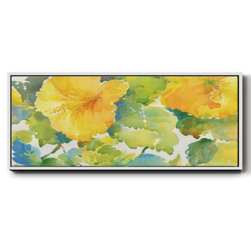Citrus Hibiscus- Framed Canvas, 8" H x 20" W