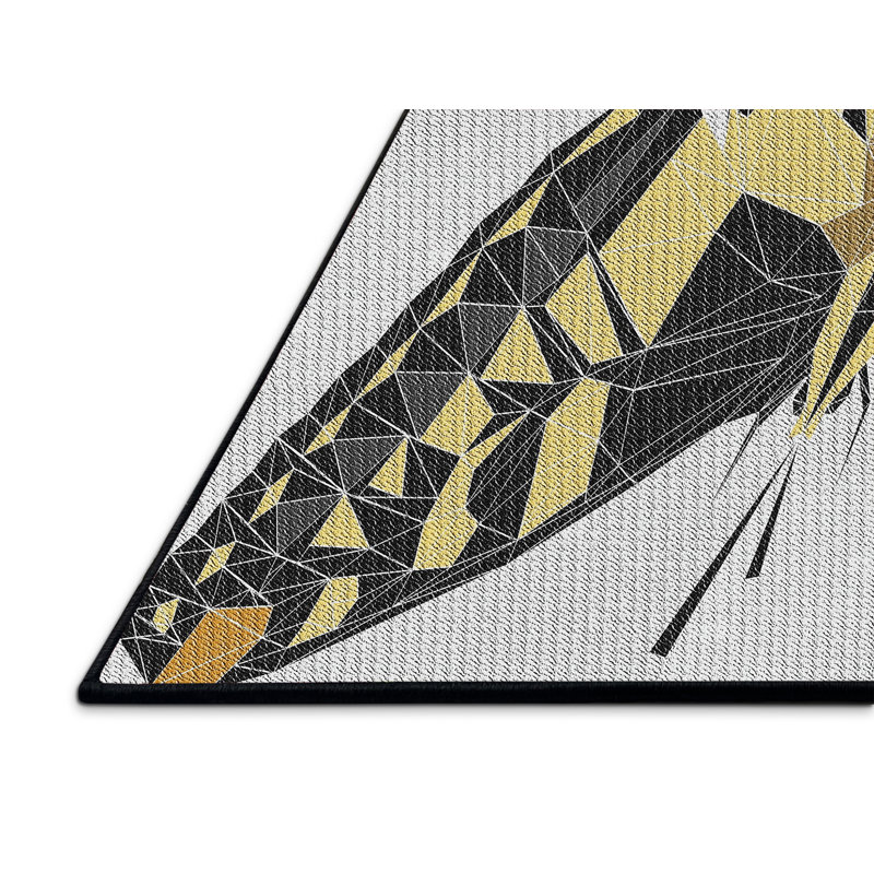Jaune Tapis décoratif Janousek, Rectangle 7 pi x 9 pi