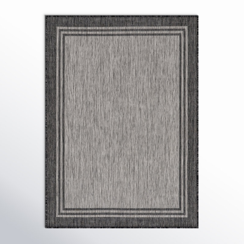 Waikiki Indoor/Outdoor Rug, Gray/Dark Gray, Rectangle 6' x 9'