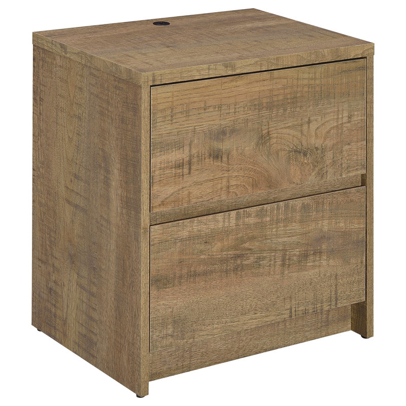 Table de chevet 2 tiroirs avec lumières DEL et USB, Manguier