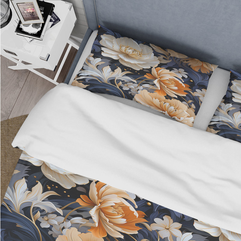 Ensemble de housse de couette Beige Ethereal Elegance, Housse de couette simple + 1 taie décorative stan
