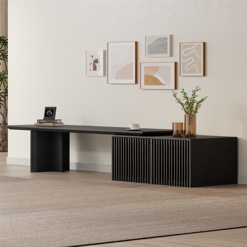 78.7"-110" Extendable Tv Stand With Storage, Modern Entertainment Center For 55+ Inch Tv, Media Console For Living Room - Black