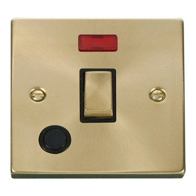 Satin Brass 1 Gang 20A Ingot DP Switch With Flex With Neon