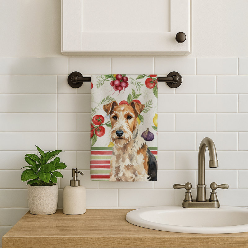 Wire Fox Terrier Vegetables Kitchen Towel, Wire Fox Terrier