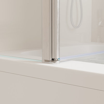 43 In. W * 58 In. H Rise And Down Rotation Shaft Door One Fixed And One Rotation Shaft Shower Doors For Bathtub, 1/4" (6Mm) Thick SGCC Tempered Glass Door, Aluminium Alloy