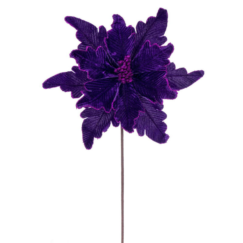 Tige de poinsettia en velours de luxe 13 po x 20 po Il comprend trois pièces par sac., Mauve