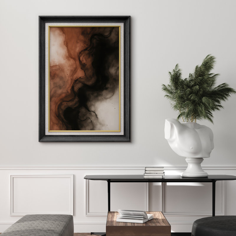 Œuvre encadrée de qualité supérieure - reproduction d'art abstrait pour décoration de salon - 26 po x 36 po, Noir