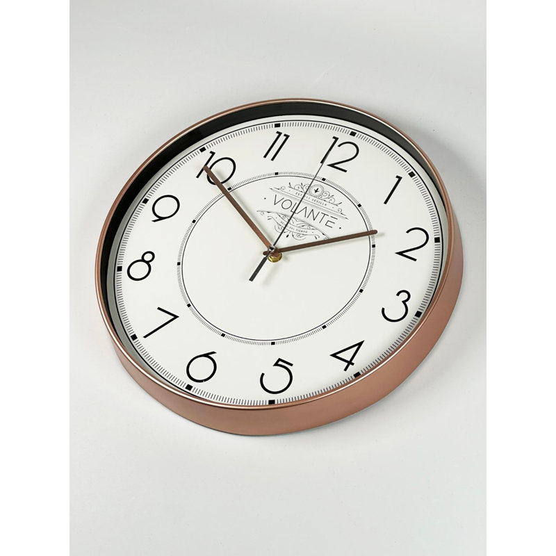 Elegant Decorative Wall Clock, Bronze Color, 13.8 x 13.8 inches | 100% Plastic with Real Glass Cover, Thickness: 1.8 inches | Perfect for Living Room, Bedroom, or Office Decor, Stylish and Functional Timepiece