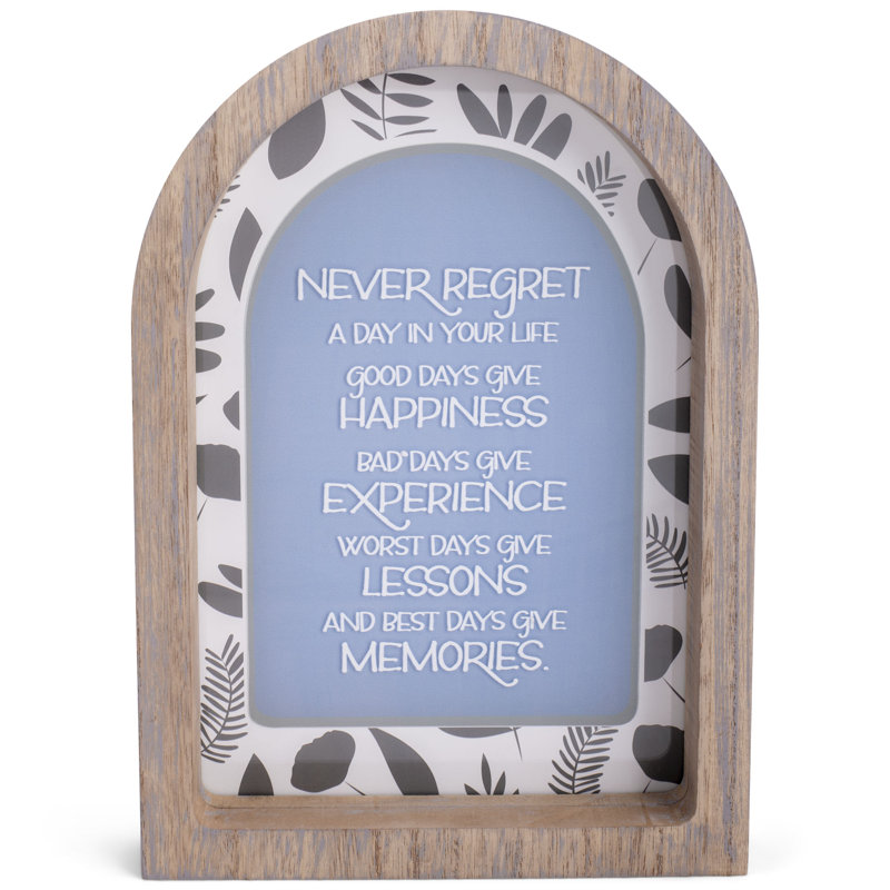 Encadré arche Never Regret - gris 9 x 13