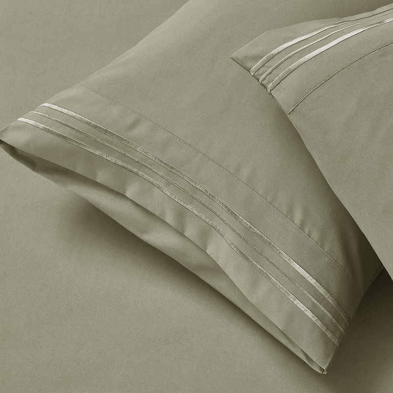 1800 Series Double-Brushed Microfiber Hypoallergenic Sheet Set, Sage Olive Green, Full/Double Sheet Set with 2 Pillowcases