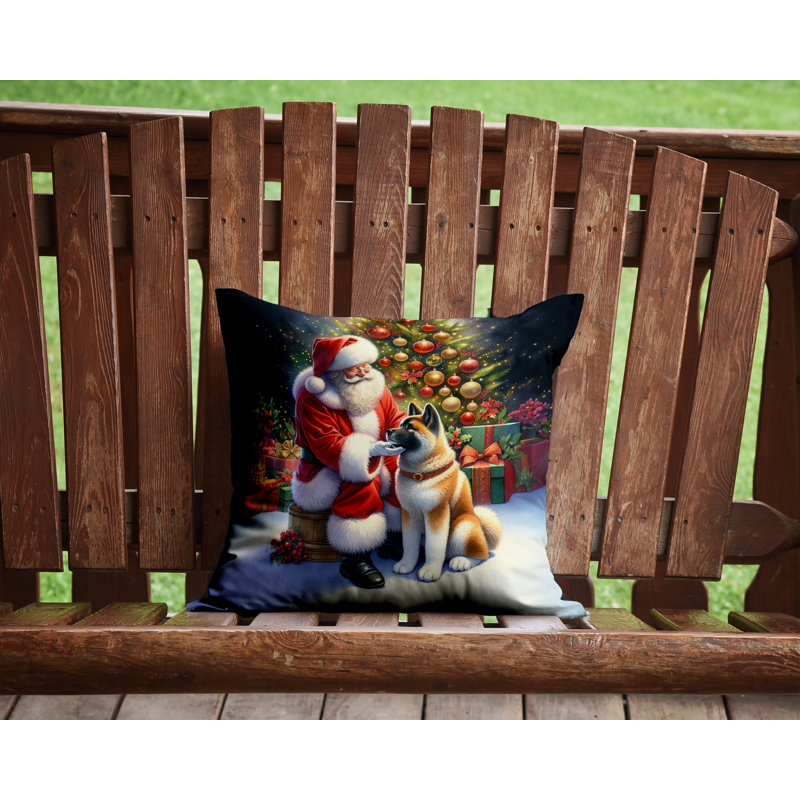Coussin Akita and Santa Claus, H 14 po x l 14 po
