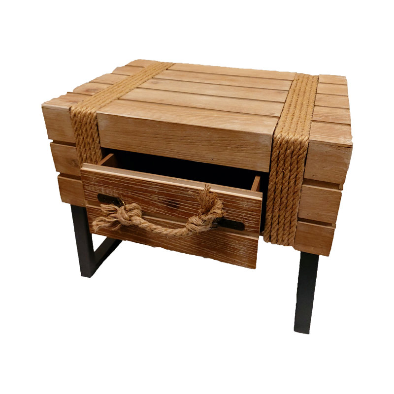 Nunan Solid Wood Top End Table with Storage