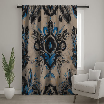 Rideaux de fenêtre à motif floral complexes, voilages et voilages à motif floral - 1 panneau