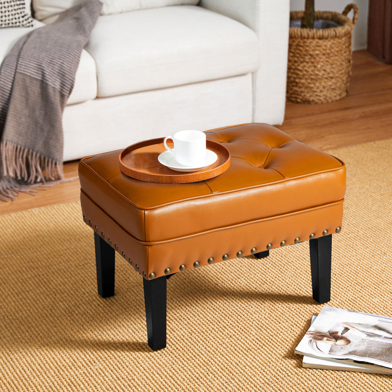 Tabouret d'appoint en bois manufacturé, Tanné