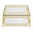 Square Glass Coffee Table With Metal Frame, Tempered Glass Top And Lower Shelf-1294350578