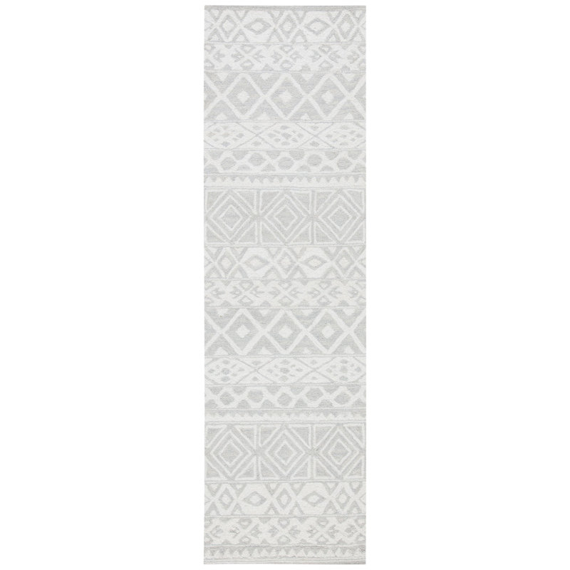 Jahiem Hand-Tufted Wool Gray Area Rug, Runner 2'3" x 8'