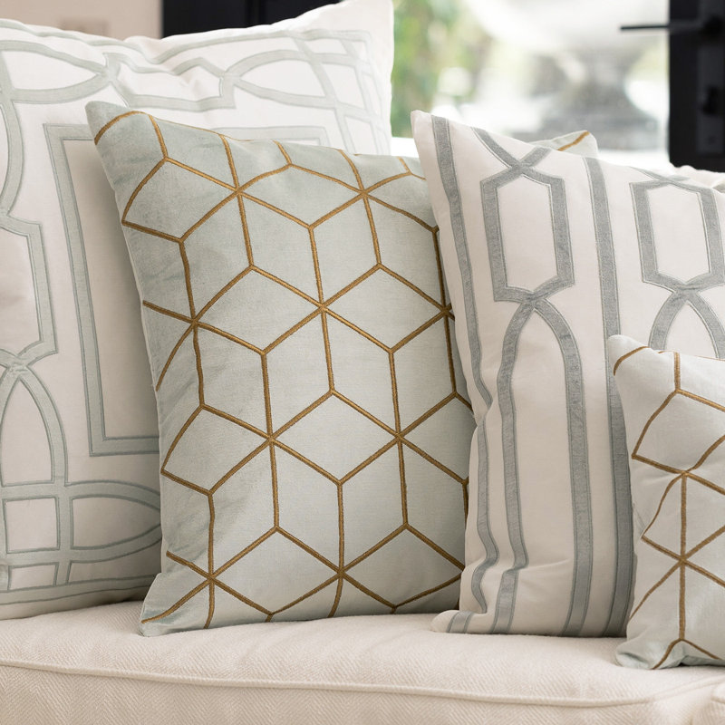 Cube Velvet Pillow Cover & Insert, 22" x 22", Square
