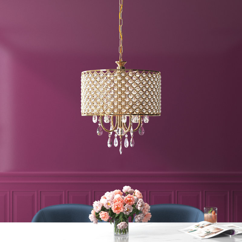 Lustre tambour 4 lumières Ivonna, Or