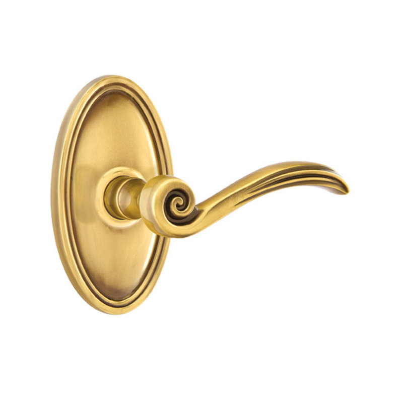 Poignée de porte avec rosette Elan, Gauche, Laiton antique français