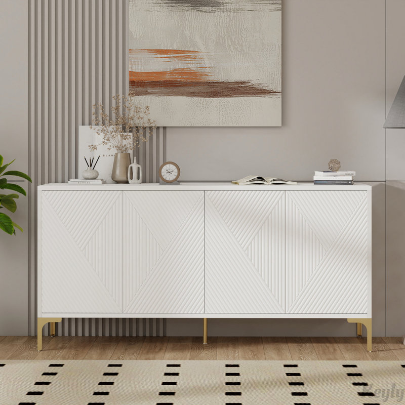 Buffet 4 portes avec rangement, Blanc