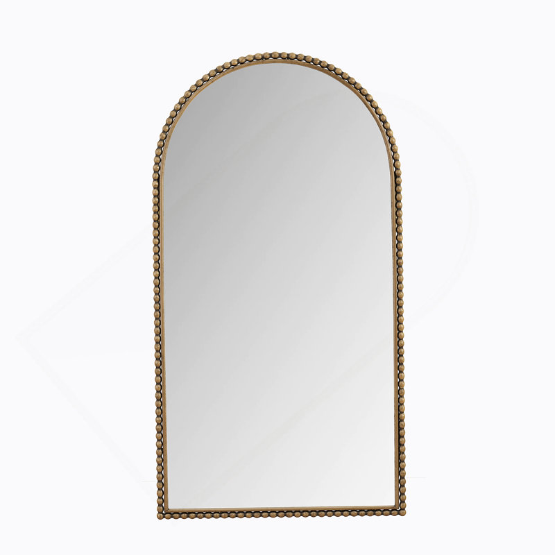 Iron Arch Retro Full Length Mirror With Supporting Feet, For Living Room, Bedroom, Brown