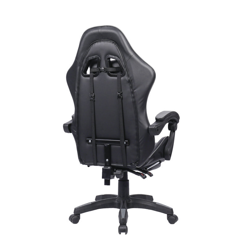 Racing Massage Computer Gaming Chair with Footrest, Grey/Black