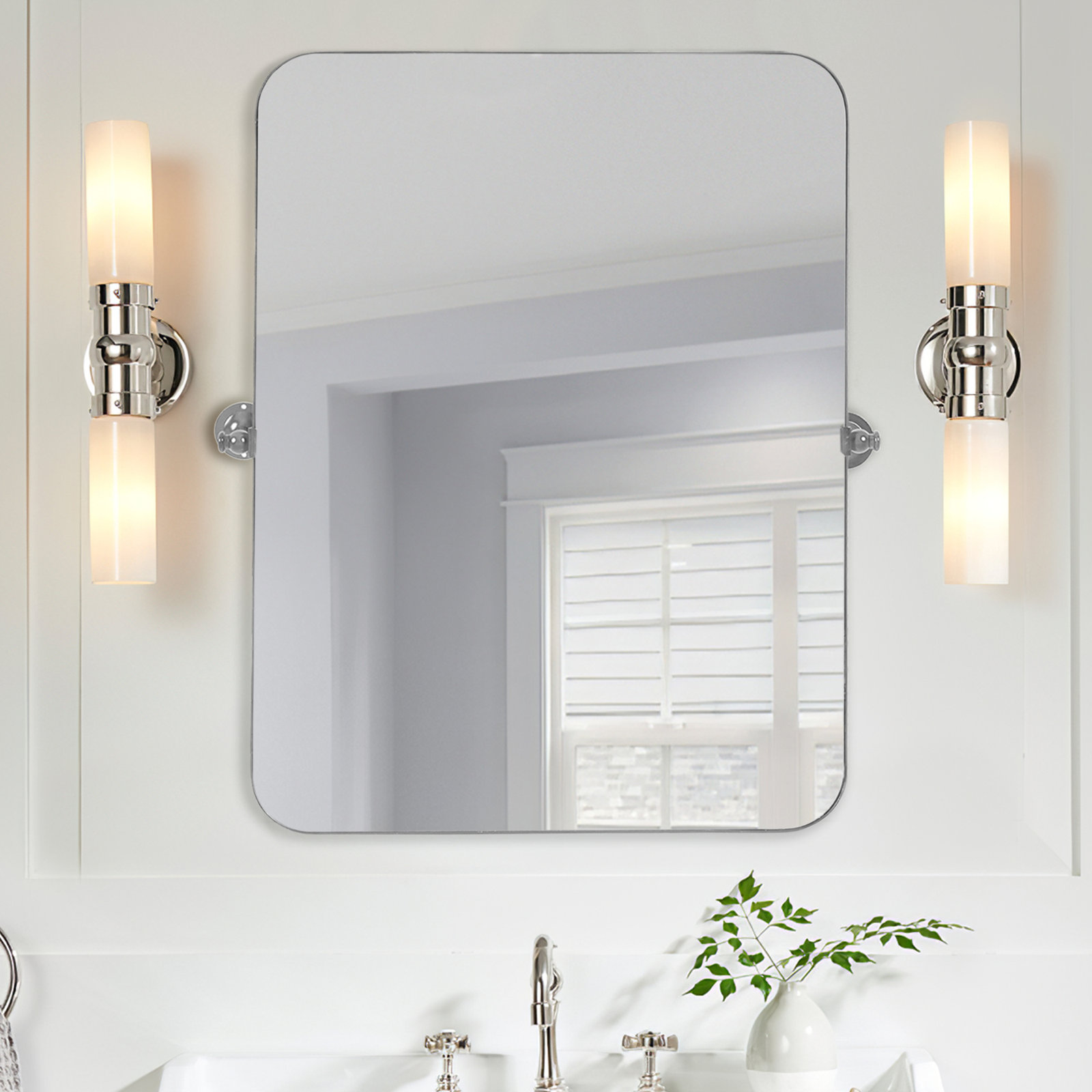 Qualls Metal Wall Mirror, 36" H x 24" W, Black