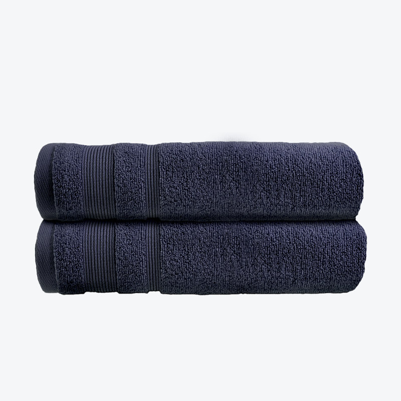 Quick Dry Luxury Standard Cotton Bath Towels Set, Navy