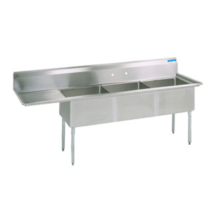 74.5'' L x 24'' W Stainless Steel Freestanding Bar Sink
