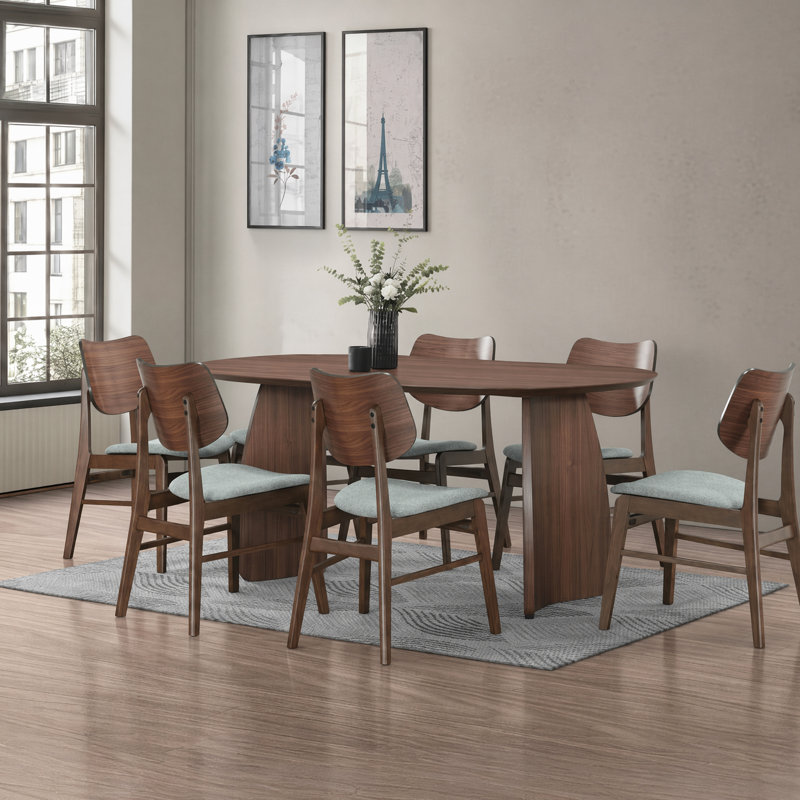 Ensemble de salle à manger Amber, Walnut, 7 pièces : table, 6 chaises