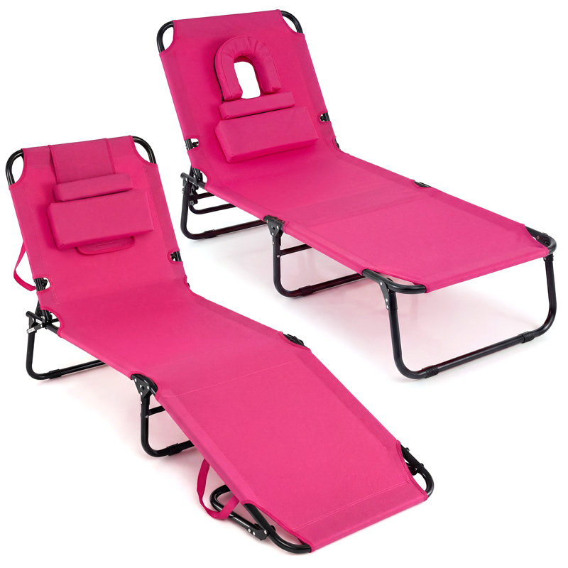 Longin Outdoor Metal Chaise Lounge, Pink