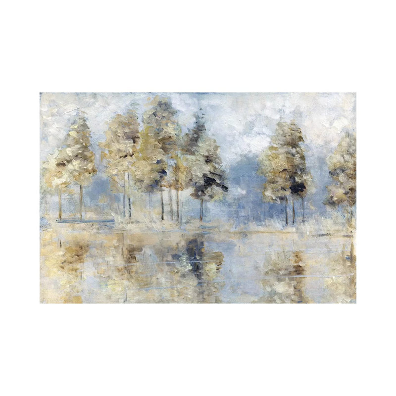 «Blue Golden Forest» par Sally Swatland - reproduction d'art, Toile tendue, H 40 po x l 60 po, Sans cadre